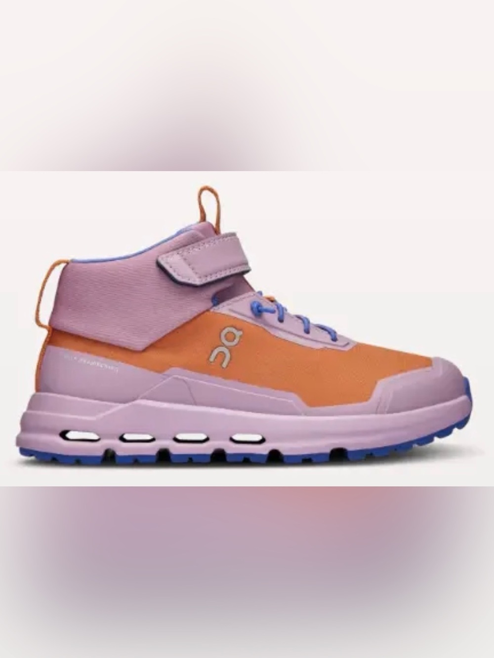 NIB On Running Cloudhero Mid Waterproof Hiking Shoes Orange/Lavender 2.5 Kids